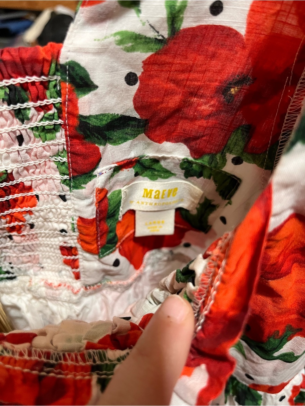 Maeve Anthropologie Square Neck Smocked Baby-Doll Floral Mini Dress Large - Picture 10 of 16